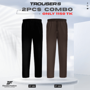 Premium Cotton Trouser- Combo of 2 - (Black & Coffee) - EF162/164