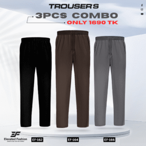 Premium Cotton Trouser- Combo of 3 - (Black, Coffee & Dark Gray) - EF162/164/166