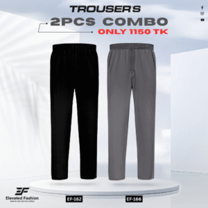 Premium Cotton Trouser- Combo of 2 - (Black & Dark Gray) - EF162/166