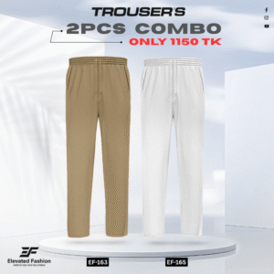 Premium Cotton Trouser- Combo of 2 - (Dark Beige & White) - EF163/165