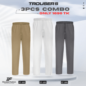 Premium Cotton Trouser- Combo of 3 - (Dark Beige, White & Dark Gray) - EF163/165/166