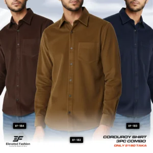 Premium Cord Shirt -Combo of 3 - (Coffee, Golden & Navy) - EF182/183/184