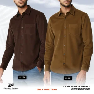 Premium Cord Shirt -Combo of 2 - (Coffee & Golden) - EF182/184
