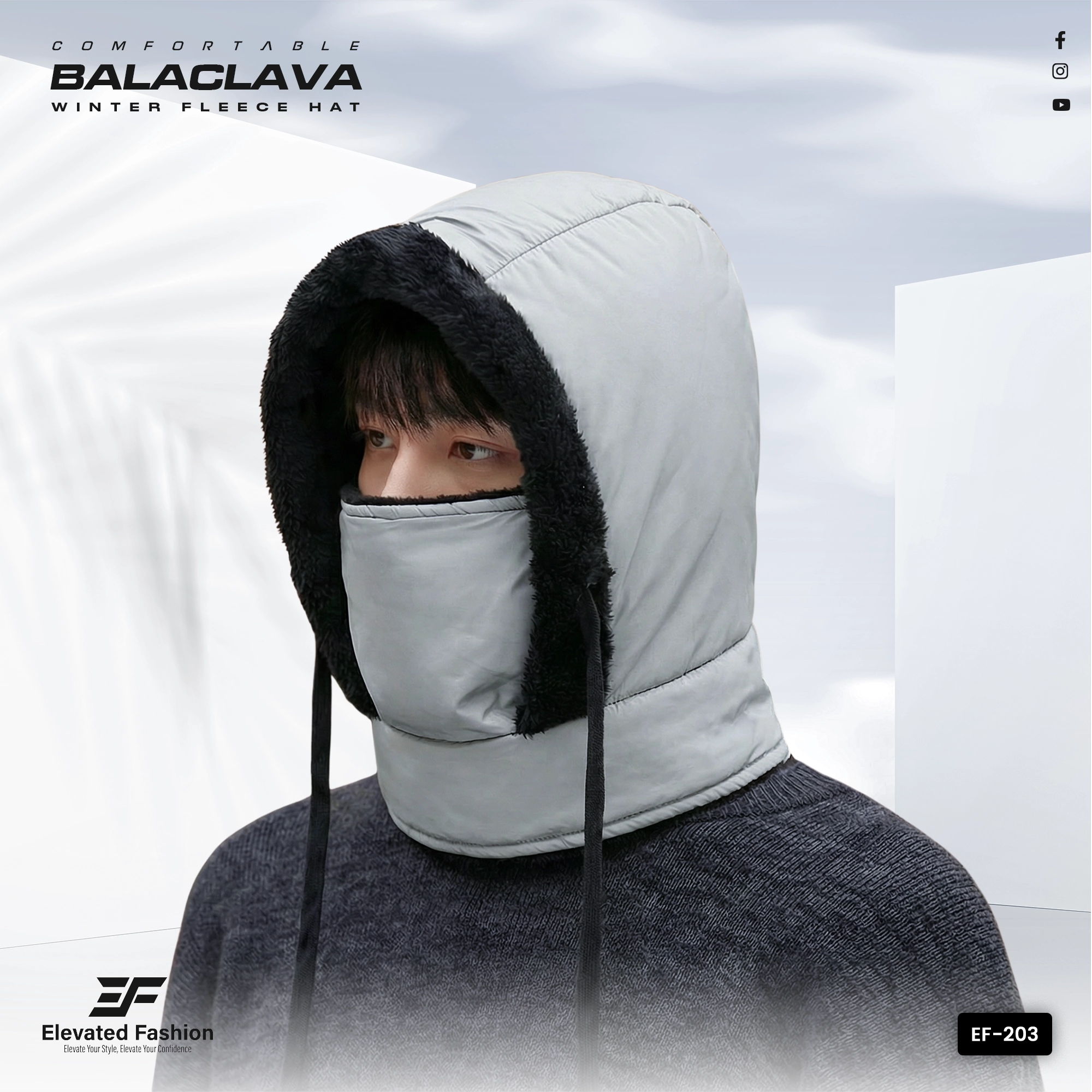 Premium Balaclava Winter Hat - (Ash) - EF-203