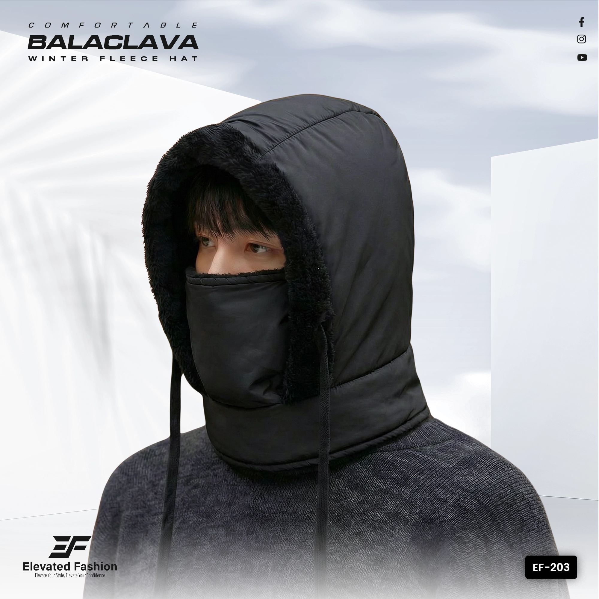 Premium Balaclava Winter Hat - (Black) - EF-204