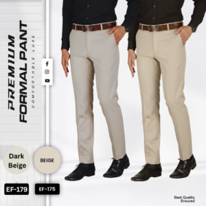 2 Pcs Combo of Premium Formal Pant - (Dark Beige & Beige) - EF175/179