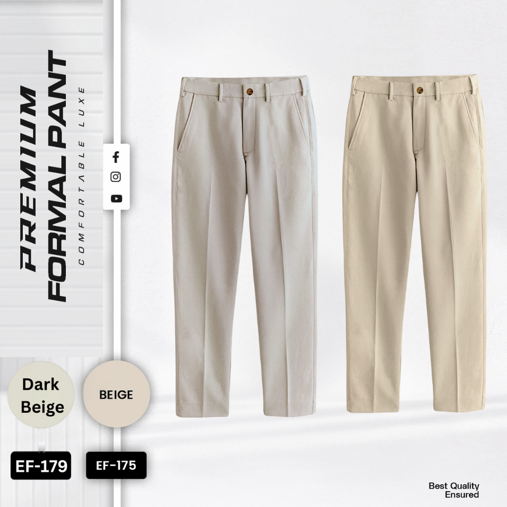 2 Pcs Combo of Premium Formal Pant - (Dark Beige & Beige) - EF175/179 - Image 2