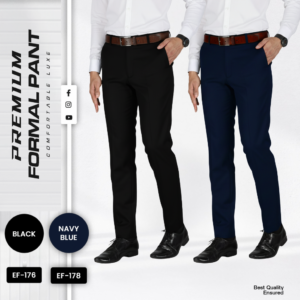 2 Pcs Combo of Premium Formal Pant - (Black & Navy Blue) - EF176/178