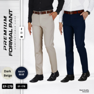 2 Pcs Combo of Premium Formal Pant - (Dark Beige & Navy Blue) - EF178/179