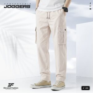 Premium Cotton Joggers - (Beige) - EF192