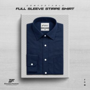 Premium Full Sleeve Stripe Shirt -(Navy Blue)- FSS-20