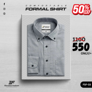 Premium Full Sleeve Formal Shirt - (Ash) - FSF-03