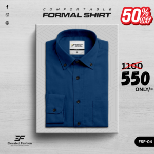 Premium Full Sleeve Formal Shirt - (Deep Blue) - FSF-04
