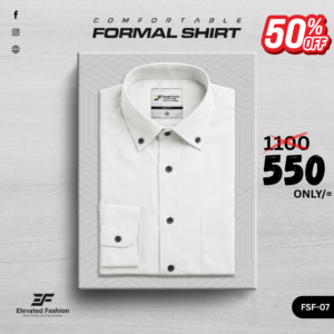 Premium Full Sleeve Formal Shirt - (White) - FSF-07