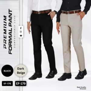 2 Pcs Combo of Premium Formal Pant - (Black & Dark Beige) - EF176/179