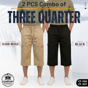 Premium Three Quarter Pant - Combo of 2 - (Dark Beige & Black) - CF-206/207