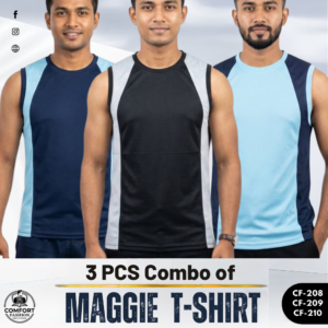 Premium Maggie T-shirt - Combo of 3 - (Sky Blue, Navy Blue & Ash) - CF-208/209/211