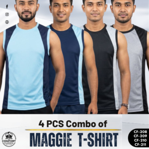 Premium Maggie T-shirt - Combo of 4 - (Sky Blue, Navy Blue, Black & Ash) - CF-208/209/210/211