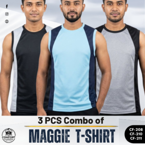 Premium Maggie T-shirt - Combo of 3 - (Sky Blue, Navy Blue & Black) - CF-208/210/211