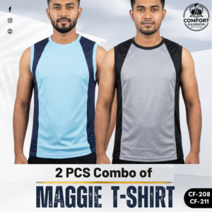 Premium Maggie T-shirt - Combo of 2 - (Sky Blue & Ash) - CF-208/211