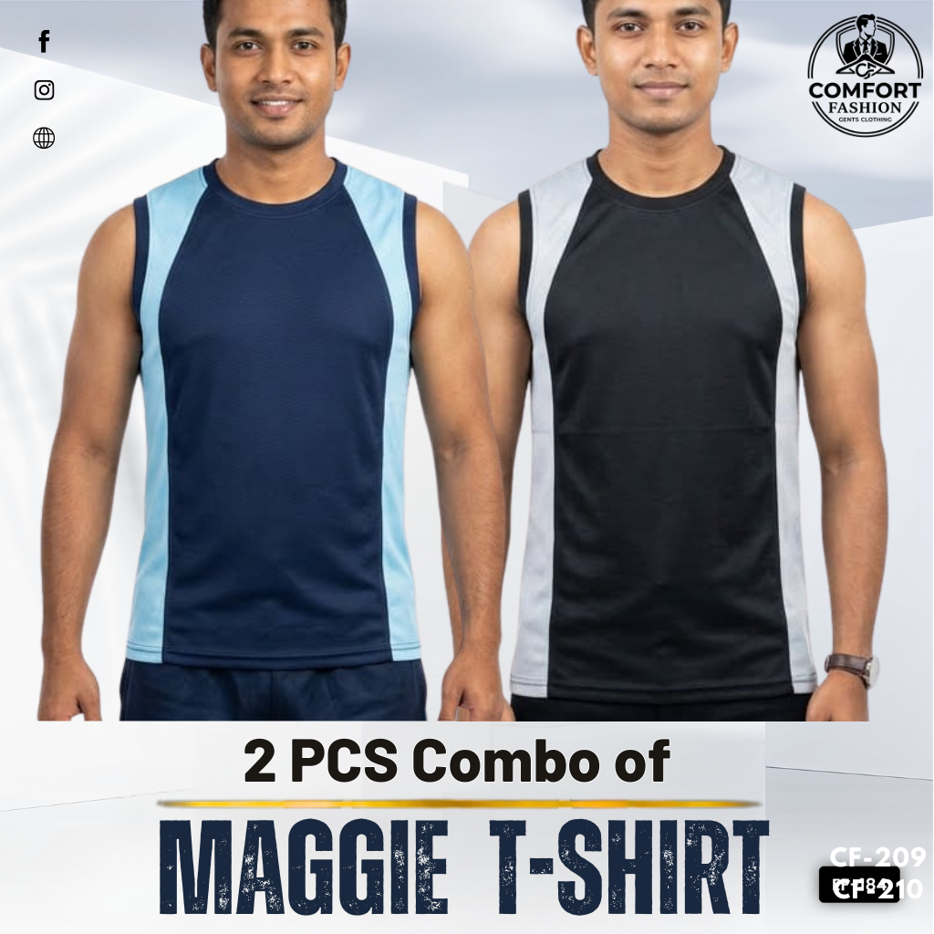Premium Maggie T-shirt - Combo of 2 - (Navy Blue & Black) - CF-209/210