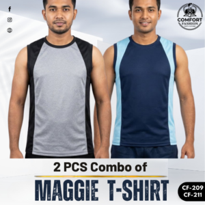 Premium Maggie T-shirt - Combo of 2 - (Ash & Navy Blue) - CF-209/211