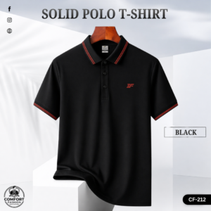 Premium Double PK Polo T-shirt - (Black) - CF-212