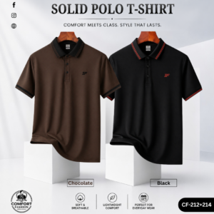 Premium Double PK Polo T-shirt - Combo of 2 - (Black & Chocolate) - CF-212/214