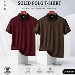 Premium Double PK Polo T-shirt - Combo of 2 - (Maroon & Chocolate) - CF-213/214
