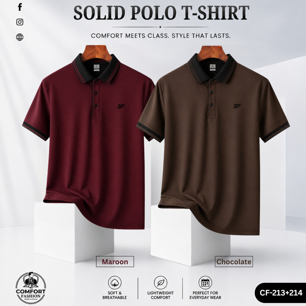 Premium Double PK Polo T-shirt - Combo of 2 - (Maroon & Chocolate) - CF-213/214