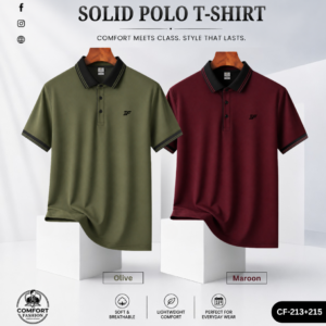 Premium Double PK Polo T-shirt - Combo of 2 - (Olive & Maroon) - CF-213/215