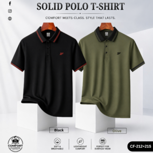 Premium Double PK Polo T-shirt - Combo of 2 - (Black & Olive) - CF-212/215