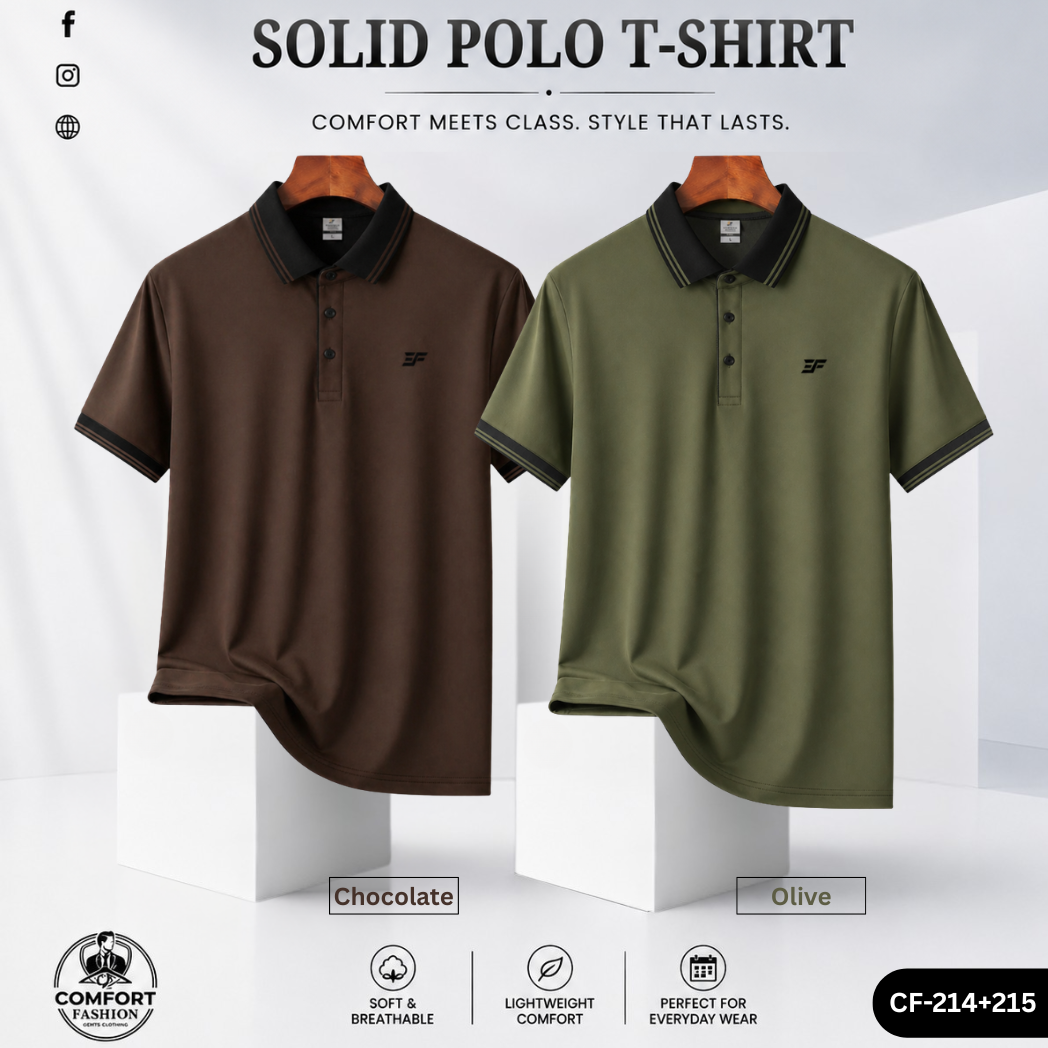 Premium Double PK Polo T-shirt - Combo of 2 - (Black & Chocolate) - CF-214/215