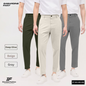 Premium Gabardine Pant- Combo of 3 - (Deep Olive, Beige & Gray) - EF-124/145/146