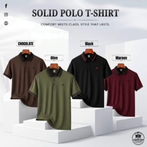 Premium Double PK Polo T-shirt - Combo of 4 - (Chocolate, Olive, Black & Maroon) - CF-212/213/214/215