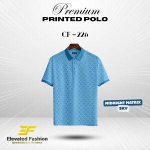 Premium Printed Polo T-shirt - (Midnight Matrix Sky) - CF226