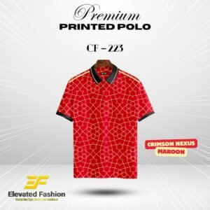 Premium Printed Polo T-shirt - (Crimson Nexus Maroon) - CF223