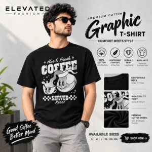 Premium Cotton Graphic T-shirt - (Black) - EF216