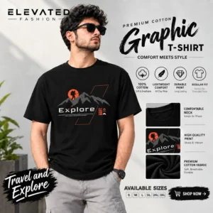 Premium Cotton Graphic T-shirt - (Black) - EF220